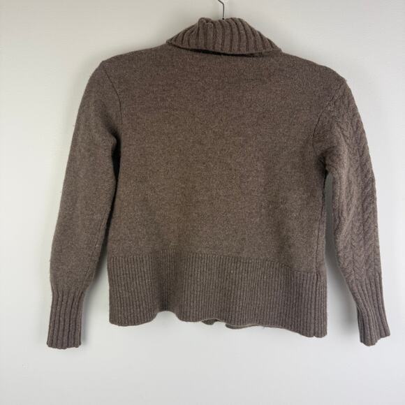 Eudon Choi Womens Mixed Knit Layered Hem 100% Wool Tan Turtleneck Sweater Small - Picture 2 of 10